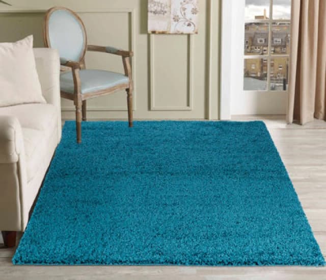 Desire Rugs Plain Living Room Shaggy Area Rugs Teal 120X170 Cm