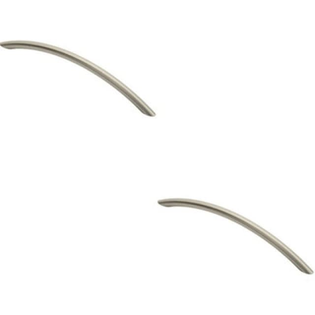 Loops 2x Curved Bow Cabinet Pull Handle 226 x 10mm 192mm Fixing Centers Satin Nickel Metallics unisex