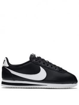 Nike Classic Cortez Leather - Black/White, Size 3, Women