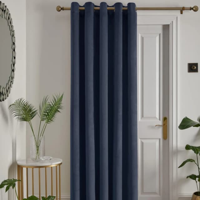 Laurence Llewelyn-Bowen 'Montrose' Velvet Blackout Eyelet Single Panel Door Curtain Navy