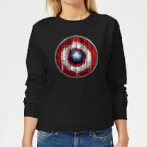 Marvel Captain America Wooden Shield Womens Sweatshirt - Black