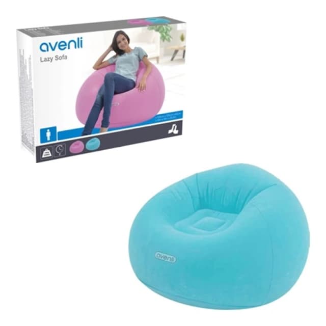 Avenli Inflatable Flocked Lazy Chair - Blue