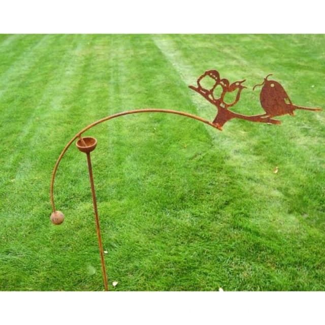 Birds Feeding Wind Rocker Single Bare Metal/Ready to Rust - Steel - L66 x H148.5cm PoppyforgeBIRDSFEEDINGWINGR50