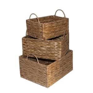 Charles Bentley Hyacinth Wicker Square Storage Basket - Brown