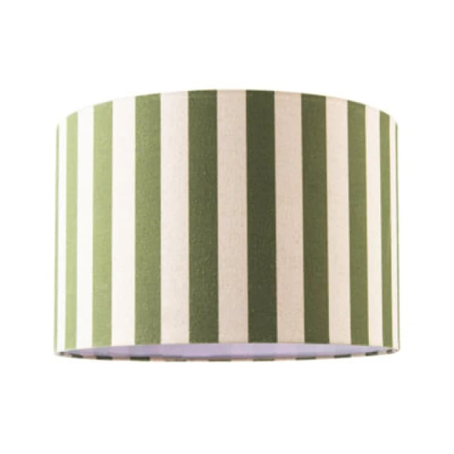 Happy Homewares Garden Olive Green And Oatmeal Linen Striped Shade With Fabric Inner