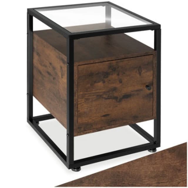 Tectake Bedside Table Dudley - Industrial Wood Dark, Rustic