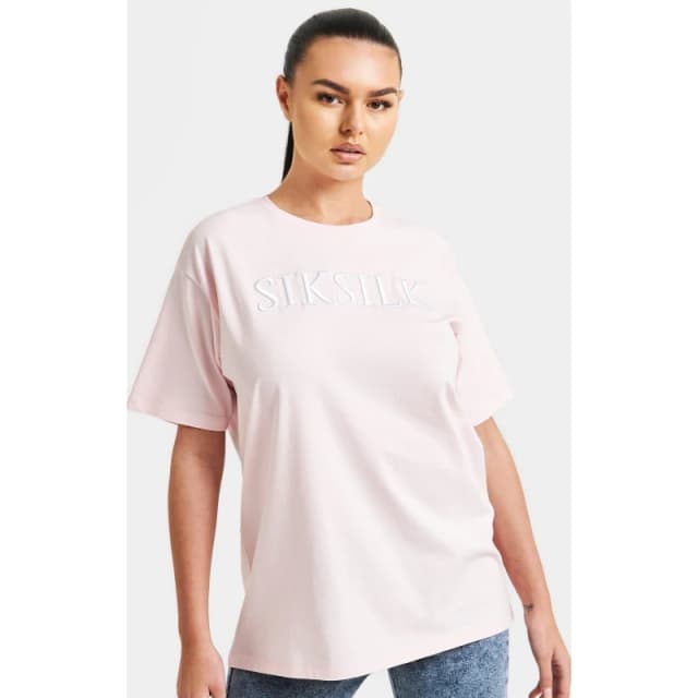 SikSilk Embroidered Boyfriend T-Shirt - Pink Pink 8