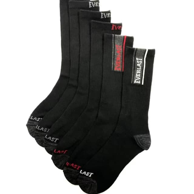 Everlast 6pk Crew Sock Mens - Black 6 - 12 Months