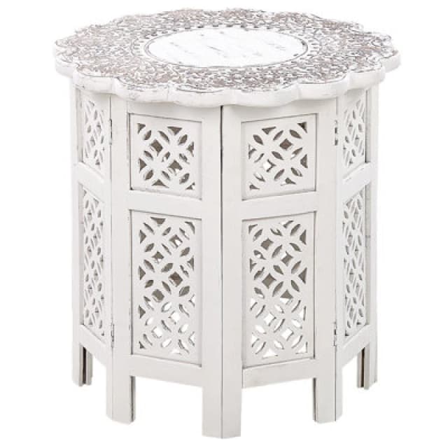 Beliani Side Table Badhi Mango Wood White