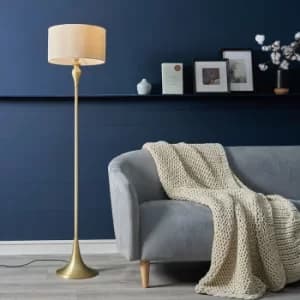 Faulkner Matt Gold Floor Lamp with Mink Reni Shade