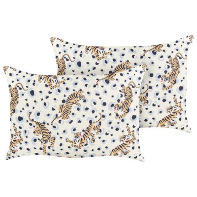 Beliani Set Of 2 Outdoor Cushions Arenzano Animal Pattern 40 X 60 Cm Multicolour