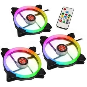 Raijintek IRIS 14 Rainbow RGB LED PWM 140mm Fan with Controller - Triple Pack