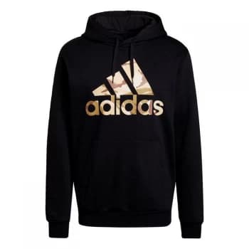 adidas Essentials Fleece Camo-Print Hoodie Mens - Black