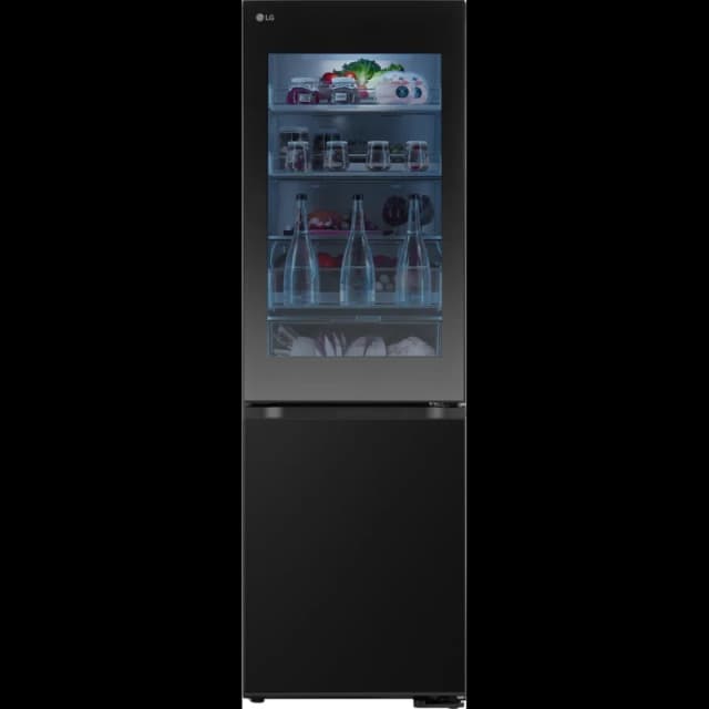 LG InstaView ThinQ GBG5160CEV WiFi Connected 186cm High 60/40 No Frost Fridge Freezer - Black Steel - C Rated