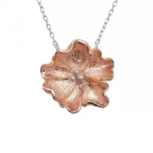 Ladies Olivia Burton Two-Tone Steel and Rose Plate Flower Necklace