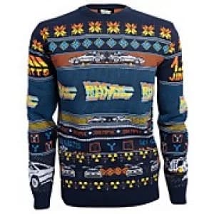 Back to the Future Christmas Knitted Jumper - Navy - L