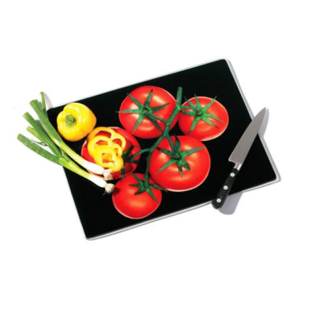 Premier Housewares Stylish Design Tomatoes Chopping Board, Hygienic Food Chopping Board, Stable Cutting Board For Kitchen Black