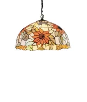 DAFNE 3 Light Tiffany Pendant Ceiling Light Multicolour 45x20cm