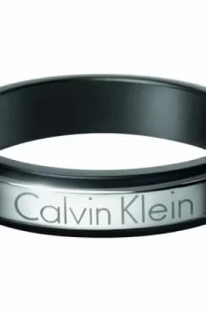 Mens Calvin Klein Black Ion-plated Steel Size X/Y Dapper Ring Size Y KJ7QBR280112