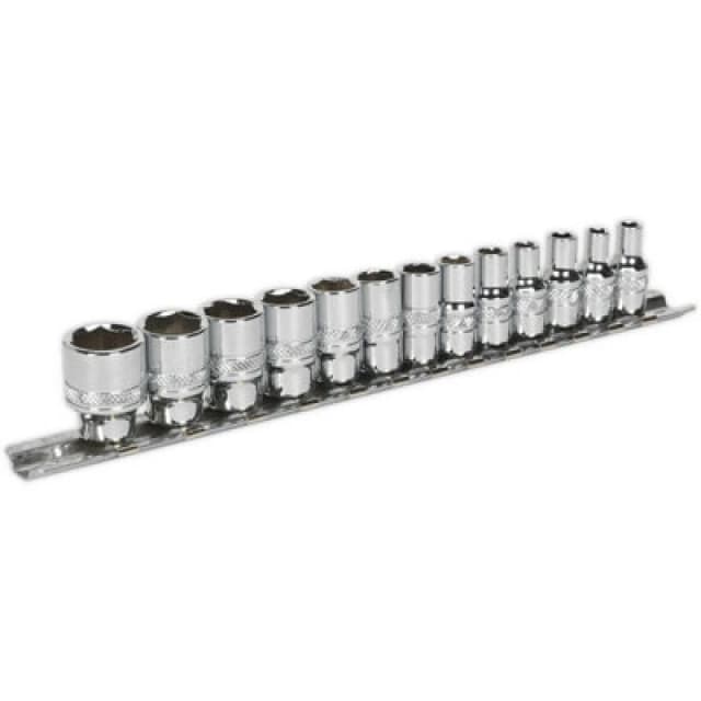 Loops 13 PACK Socket Set 1/4" Metric Square Drive - 6 Point LOCK-ON Rounded Heads Multi