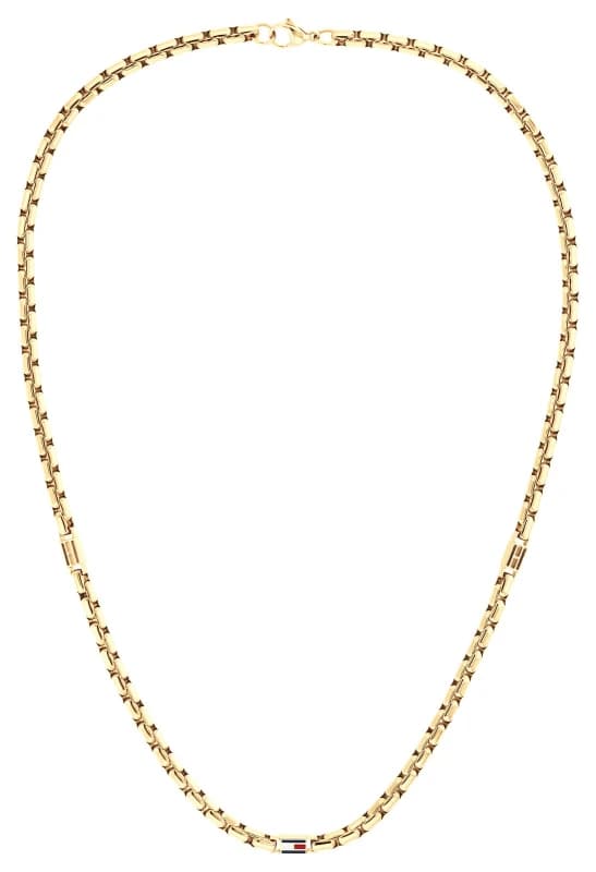 Tommy Hilfiger 2790673 3D Flag Metal Gold Tone Logo Necklace Jewellery