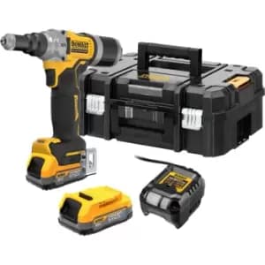 DEWALT DCF414 18v XR Cordless Brushless Riveter Gun 2 x 1.7ah Li-ion Powerstack Charger Case