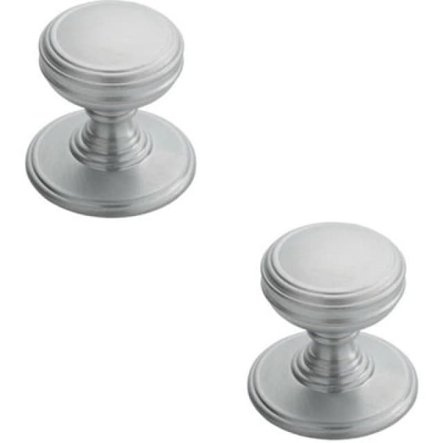 Loops 2x Ringed Tiered Cupboard Door Knob 38mm Diameter Satin Chrome Cabinet Handle Multi unisex