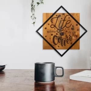 Life Begins After Coffee Walnut Black Decorative Wooden Wall Accessory