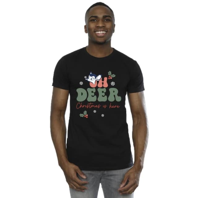Disney Men Bambi Oh Deer T-Shirt in Black Size: Small Black S Male 5063283831223