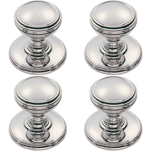 Loops 4x Ringed Tiered Cupboard Door Knob 38mm Diameter Polished Chrome Cabinet Handle Multi unisex