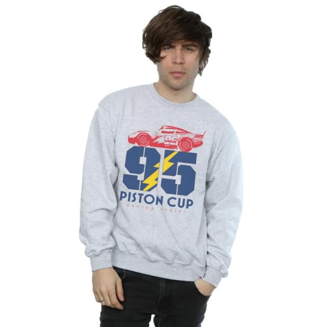 Disney Men Cars Piston Cup 95 Sweatshirt in Grey Size: Small Grey S Male 5057245942492