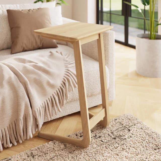 FWStyle FWStyle Solid Natural Ash Wooden Sofa Snack Table in Brown Brown One Size Unisex 5056413110893