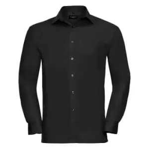 Russell Mens Long Sleeve Pure Cotton Work Shirt (S) (Black)