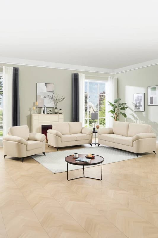 More4Homes Malmo Modern Scandi Style Fabric Living Room 1+2+3 Seater Sofa Set (Beige)
