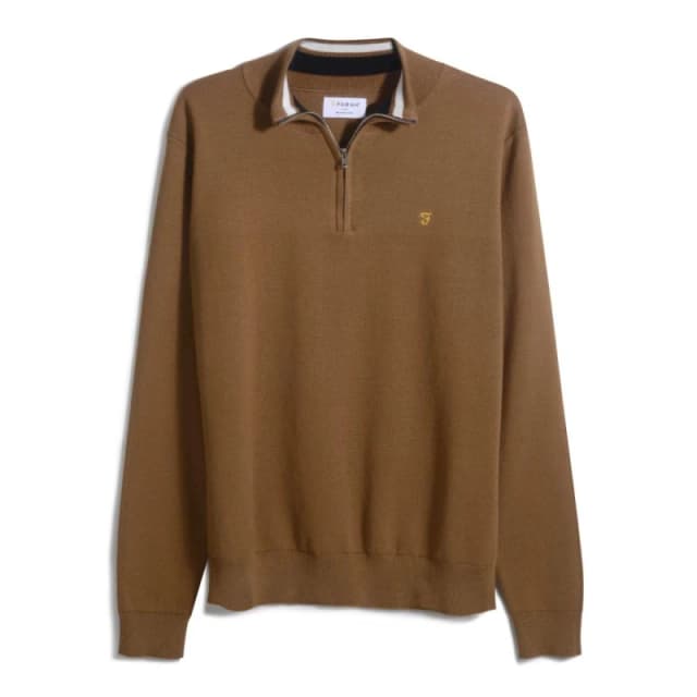 Farah Mens Quarter-Zip Fleece Rich Tobacco male Small