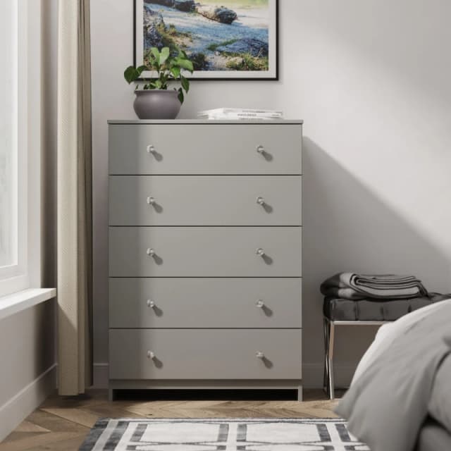 Portland 5 Drawer Chest Of Drawers In Uniform Grey & Dusk Grey (Ready Assembled)