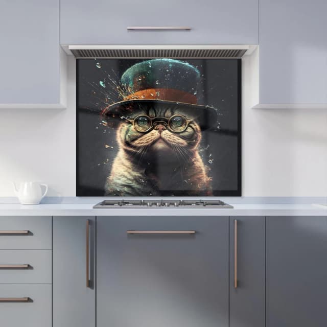 Warren Reed - Designer Shorthair Cat Splashart Kitchen Splashback Size: 600mm x 750mm Multicolor Unisex 600mm x 750mm