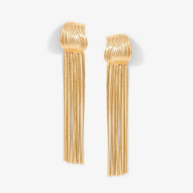 Mood Gold Ridged Snake Chain Statement Drop Earrings Gold