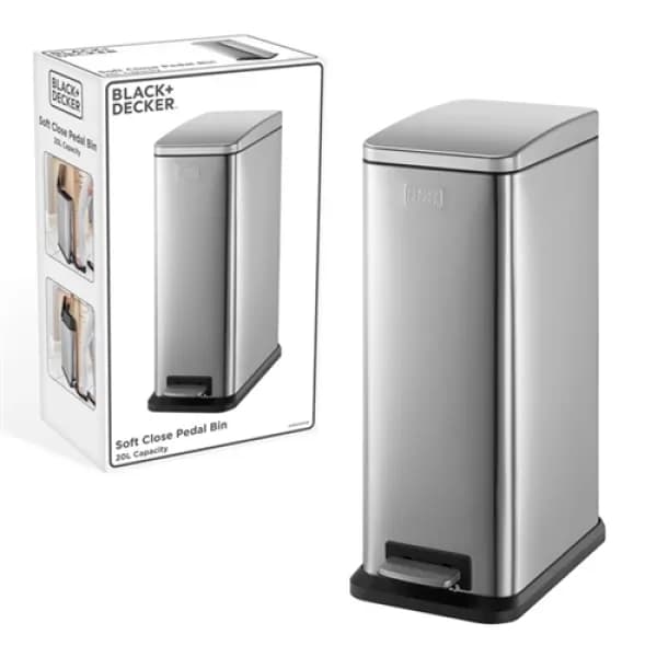 Black + Decker 20L Slimline Soft Close Pedal Bin