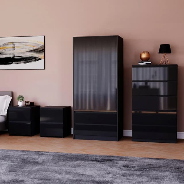 Lassic Vida Designs Glinton Gloss 4 Piece Bedroom Set 3 Black unisex 4 Piece