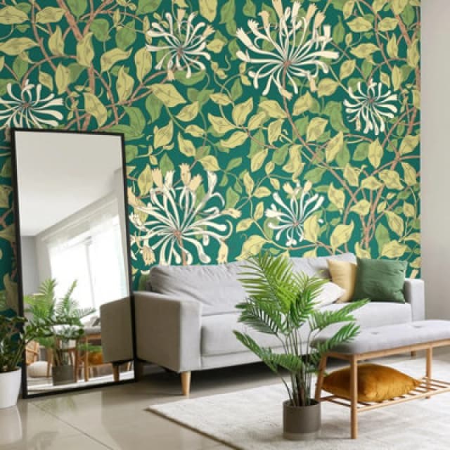 Origin Murals Honeysuckle - Forest Green Matt Smooth Paste The Wall Mural 350Cm Wide X 280Cm High