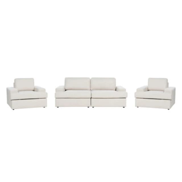 Beliani Living Room Set 5 Seater Alla Fabric Light Beige