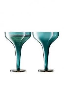 Lsa International Epoque Peacock Lustre Champagne Saucers ; Set Of 2