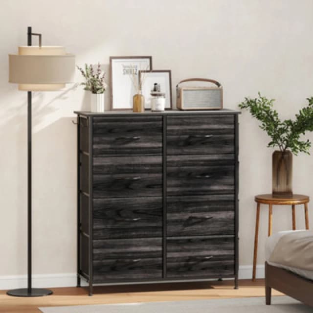 HOMCOM HOMCOM Chest of Drawers with Fabric Drawers Dresser for Bedroom in Black Size: large Black L Unisex 5063603491588