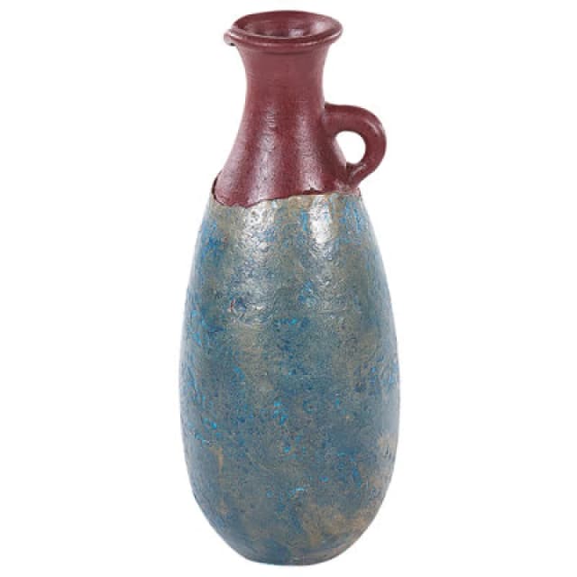 Beliani Decorative Vase Velia Ceramic 50 Cm Blue