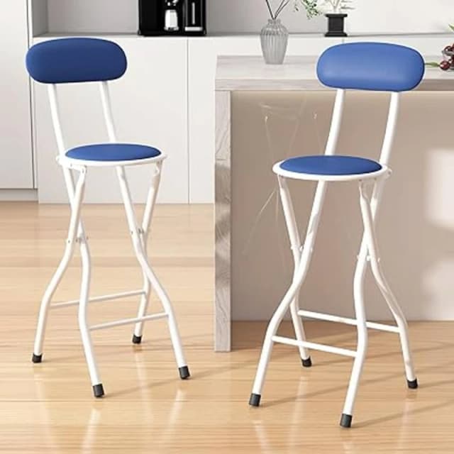 MCC Direct Folding Breakfast Bar Stool padded High Chair Set of 2 White in Blue Blue Unisex