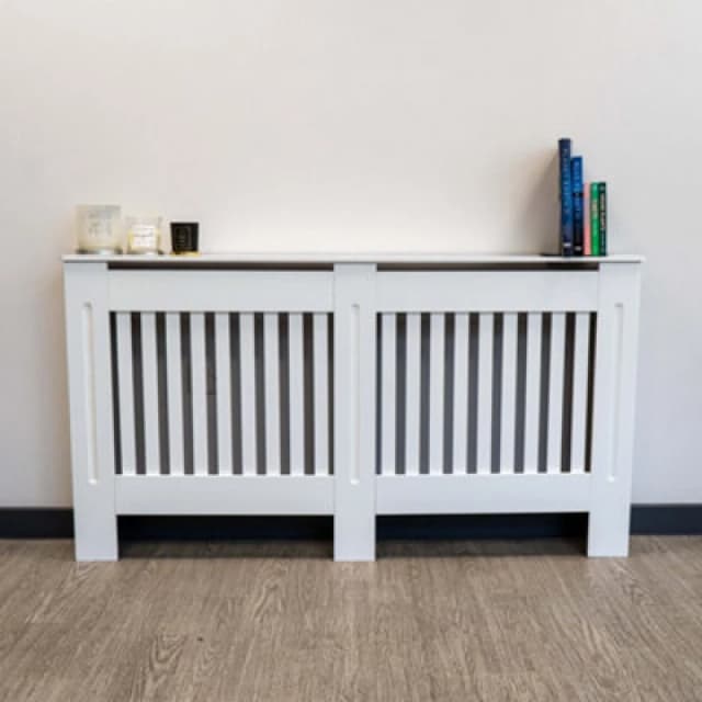 Jack Stonehouse Vertical Slat White Mdf Wooden Radiator Cover - Large - 152Cm (W) X 81.5Cm (H) X 19Cm (D)