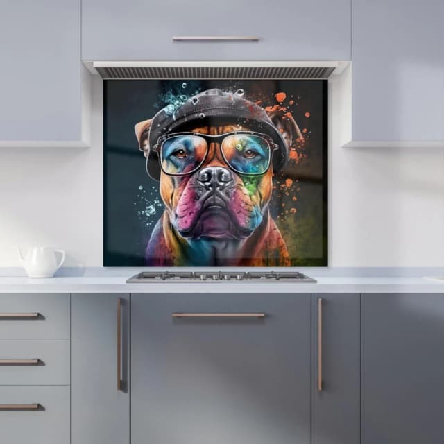 Warren Reed - Designer Staffordshire Bull Terrier Dog Splashart Kitchen Splashback Size: 600mm x 750mm Multicolor Unisex 600mm x 750mm
