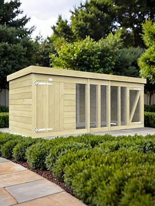 DIY Sheds 10 x 4 Dog Kennel And Run, Brown 10X4DKSH