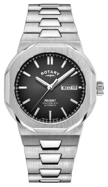 Rotary GB05490/04 Regent Black Dial Stainless Steel Watch